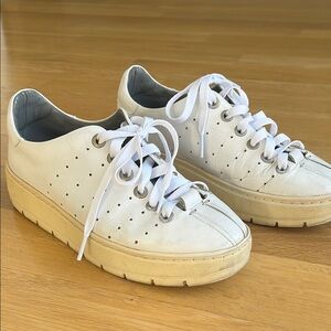 White Leather Sneakers with Perforated Design
